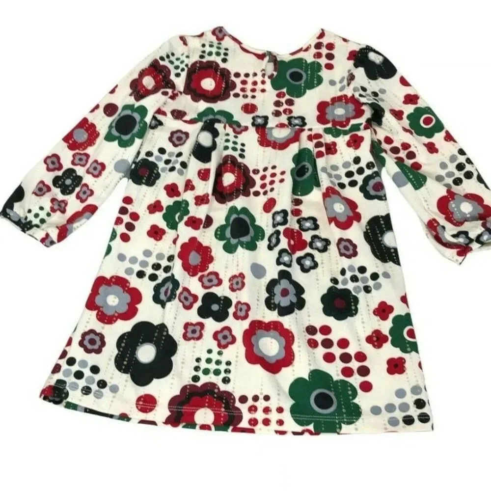 Toddler girl White holiday Christmas Floral silky Satin material dress size 18M